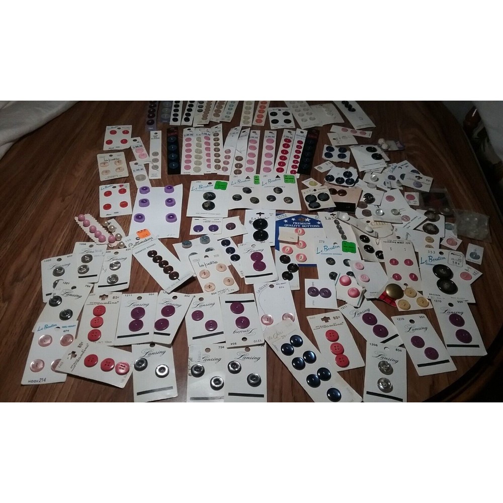 Vintage Assorted Buttons on Cards Big Lot